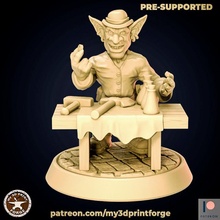 goblin merchant coin fantasy figure table money dealer weapons warcraft tabletop underground dnd 32mm scrolls market npc potions vendor pre-supported 3d print model - Mito3D