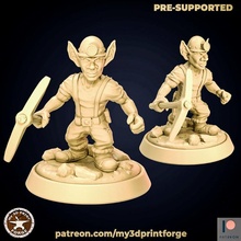 goblin miner attack pose fantasy figurine gaming gold model pick rpg miniature resin warcraft tabletop stones dnd pathfinder pickaxe goblins pre-supported atificer 3d print model - Mito3D