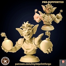 goblin bomber bust toys & games 3d fdm figurine model printing painting miniature sla bomb engineer tinker explosive specialist pre-supported supported agrresive 3d print model - Mito3D