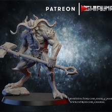 chaos3 warrior demon champ support ready toys & games dragons dungeons warhammer miniature wargame dnd pathfinder 3d print model - Mito3D