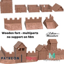 fortina bois multipartes 28mm juego guerra madera miniatura castillo fuerte decoración paisaje eskice gálico cors 3d print model - Mito3D