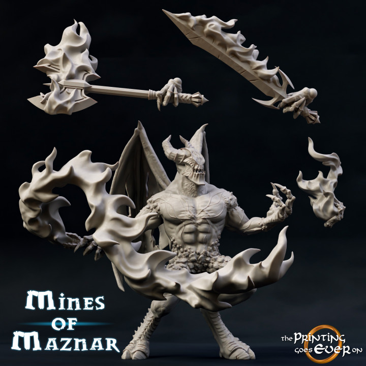 balor présupporté modulaire boutique démon diable fantaisie wargaming marteau guerre miniature lotr table 28mm dnd givre escarmouche fosse 5e pre supported 3D print model - Mito3D