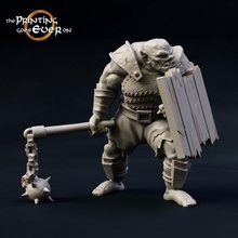 orc thug - presupported store fantasy figure mini wargaming warhammer miniature lotr tabletop 28mm dnd fighting frostgrave skirmish armored 5e half-orc pre-supported statblock 3d print model - Mito3D