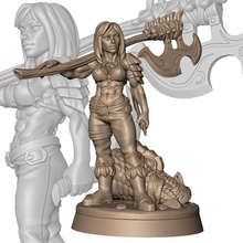 Drago assassino grande ascia negozio femmina combattente sexy guerriero Ammazzadraghi lunghezza 3d print model - Mito3D