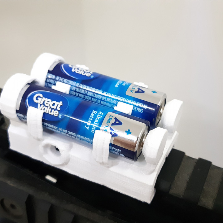 Picatinny montiert 2x aa Batterie Halter Unterstützung Gadgets Elektronik Zubehörteil Airsoft Anhang montieren Klemme Schiene Laser Ziel Paintball Batterien Taschenlampe Ausbildung trainieren taktisch 3D print model - Mito3D