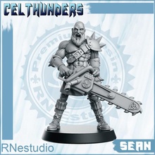 sean star player celthunders fantasy football 32mm toys & games chainsaw norse kilt 3d print model - Mito3D