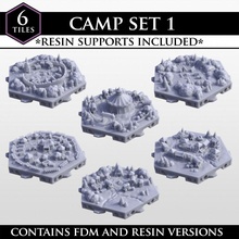 hexton hills camps set 01 toys & games environment fantasy fdm hexagon modular roleplay rpg wargaming warhammer resin hex circus map wargame catan village town campaign empire bandit dnd scenery market camp guild tents 3d print model - Mito3D