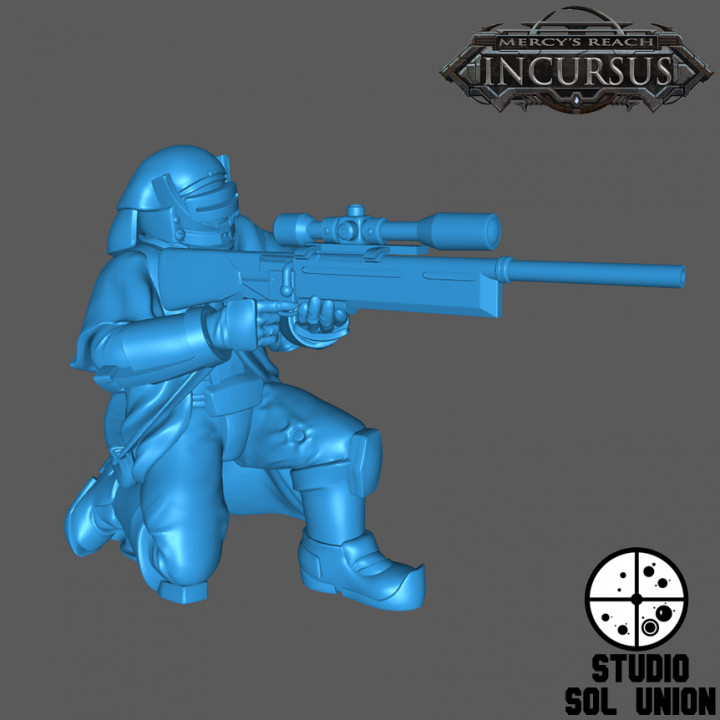 misericordia raggiungere stello ranger inginocchiato posa giocattoli Giochi 40k armatura esercito fantasia gioco mini soldato spazio warhammer cecchino alone destino scifi cyberpunk energia fanteria 3D print model - Mito3D