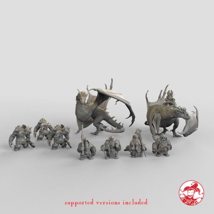 enanos ogros dragones haz 5 mesa tablero continuar mazmorras fantasía juego mini rpg miniatura enano ogro d 5e pre supported Swargard 3D print model - Mito3D