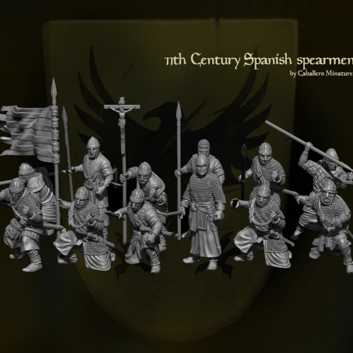 11th century spanish spearmen medieval spear wargames warhammer spain infantry 28mm saga knights crusades iberia theninthage oathmark reconquista ageofcrusades 3D print model - Mito3D