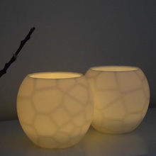 furtive shroud tealight holder - voronoi & garden light lighting decor procedural math art infill 3d print model - Mito3D