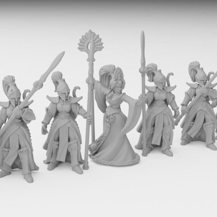 Elf kraliçe koruma minyatürler modüler elf fantezi minyatür Warhammer masaüstü savaş oyunu dnd Kingsofwar aos kow fantastik mantıklı yüksek opr 3D print model - Mito3D