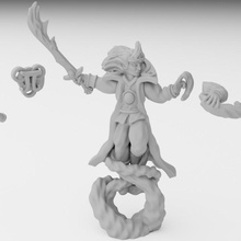 elven mage mid casting miniature modular elf fantasy warhammer wizard caster tabletop wargame dnd kingsofwar aos kow fantasyminiature mantic highelf opr 3d print model - Mito3D