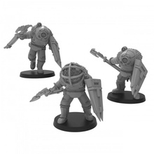 lunar auxilia torrent ogres - presupported toys & games axe shield solar power ogre chaos 28mm heretic renegade traitor 3d print model - Mito3D