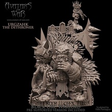 black orc warlord urgzahk dethroner toys & games dragons dungeons fantasy mini rpg school war warhammer miniature age tabletop arena throne supports wargame dnd 9th aos ttrpg kow presupported pre-supported supported ninth warboss 3d print model - Mito3D