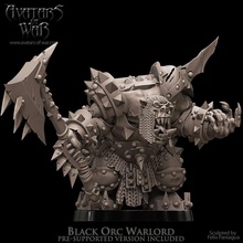 black orc warlord toys & games boss dragons dungeons fantasy mini rpg school war warhammer miniature age tabletop arena supports wargame dnd 9th aos ttrpg kow presupported pre-supported supported ninth warboss 3d print model - Mito3D