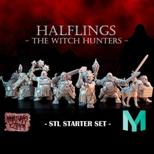 halflings witch hunters - starter set toys & games city undead warhammer hunter hobbit mordheim cursed demons proxie 3d print model - Mito3D