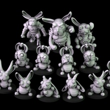 demonic rabbits team toys & games bowl cartoon fantasy football funny blood rabbit evil boardgame tabletop bunny crazy chaos demons chosen presupported chitubox 3d print model - Mito3D