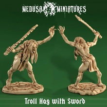 classic style troll hag sword toys & games claw beast dragons dungeons female hair monster orc woman witch evil tabletop 28mm pathfinder humanoid 32mm frostgrave skirmish 3d print model - Mito3D