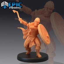 viking warrior shield norse raider nordic barbarian toys & games medieval monster rpg warhammer enemy tabletop dungeon ace dnd pathfinder npc pre-supported supported pre fanstasy 3d print model - Mito3D