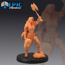 viking raider female triumphant norse warrior woman nordic barbarian toys & games fantasy medieval monster rpg warhammer enemy tabletop dungeon dnd pathfinder npc pre-supported supported pre 3d print model - Mito3D