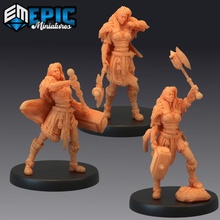 viking raider female set norse warrior woman nordic barbarian toys & games fantasy medieval monster rpg warhammer enemy tabletop dungeon dnd pathfinder npc pre-supported supported pre 3d print model - Mito3D
