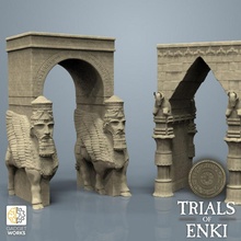 sumérien assyrien arches murs Lamassu table taureau passerelle paysage mésopotamien ttrpg 3d print model - Mito3D