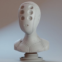 protocolo droide mk3 ventilador Arte busto robot 3d print model - Mito3D