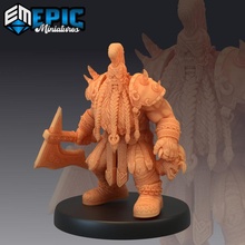 dwarf raider war chief dwarven warrior classic fantasy encounter toys & games axe medieval monster rpg warhammer enemy tabletop dungeon dnd mohawk pathfinder npc pre-supported supported pre 3d print model - Mito3D