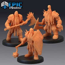 dwarf raider set dwarven warrior classic fantasy encounter toys & games axe medieval monster rpg warhammer enemy tabletop dungeon dnd pathfinder npc pre-supported supported pre 3d print model - Mito3D