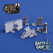 medieval modular walls ruins expansion set toys & games broken fantasy stone terrain wall fallen wrecked 3d print model - Mito3D