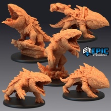 bulette set landshark beast classic mountain encounter toys & games fantasy medieval monster rpg shark warhammer earth enemy land tabletop ground dungeon dnd pathfinder npc pre-supported supported pre 3d print model - Mito3D