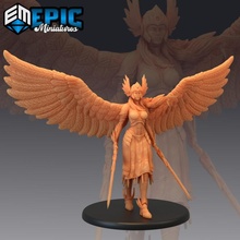 valkyrie sword norse female warrior angle toys & games fantasy medieval monster mythology rpg warhammer woman enemy tabletop dungeon dnd winged pathfinder npc pre-supported supported pre 3d print model - Mito3D