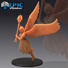 valkyrie mace norse female warrior angle toys & games fantasy medieval monster rpg warhammer wing woman flying enemy tabletop dungeon dnd winged pathfinder npc pre-supported supported pre 3d print model - Mito3D