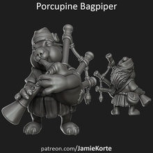 porcupine bagpiper toys & games mini dnd bard 3d print model - Mito3D