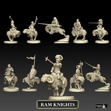ram knights megapack toys & games 40k barbarian gothic knight mount soldier warhammer goat sheep dwarf cavalry cavalier crusader sigmar teutonic 3d print model - Mito3D