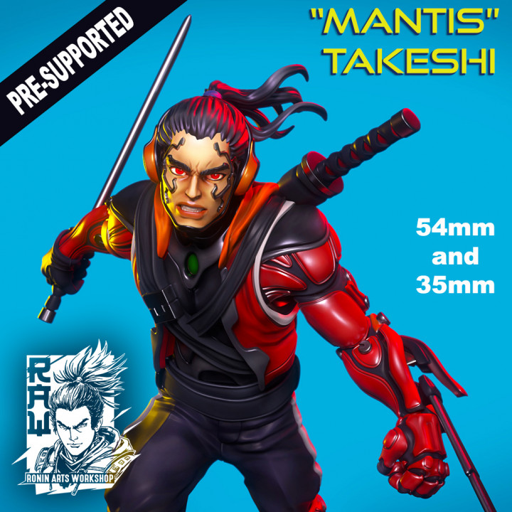 mantis takeshi tabletop fighter mini ninja rpg sci-fi miniature cyberpunk samurai 35 ttrpg ronin raw streetsamurai trpg 54 3D print model - Mito3D