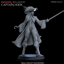 captain hook - pre supported toys & games female lady pirate sea ship woman pirates shanty 3d print model - Mito3D