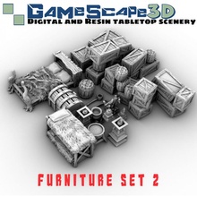 primitive furniture set 2 store box bed chest boxes candles camp campfire 3d print model - Mito3D