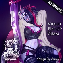 violet pin 75mm pre-supported cute female rpg sexy succubus pinup toys&games dnd 75 alchemist tabletoprpg pin-up demongirl 3d print model - Mito3D