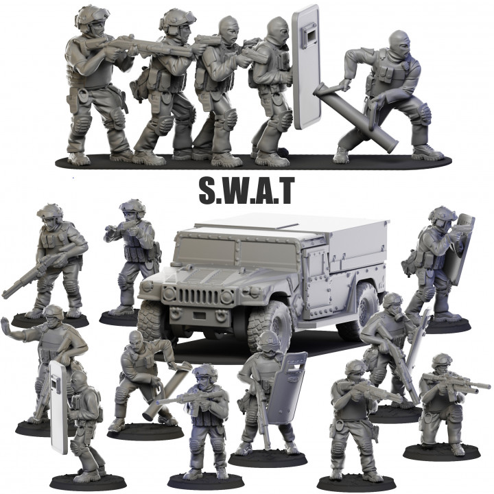 swat takım oyuncaklar oyunlar 40k Ordu adam asker savaş Warhammer ww2 Necromunda bilimkurgu masaüstü ww1 polis ölçekli model 28mm wh40k 32mm çete acımasız Humvee 3D print model - Mito3D