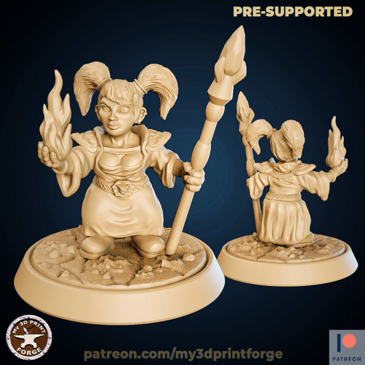 Gnom Magier Spielzeuge Spiele niedlich Mädchen Miniatur Mitarbeiter Warcraft dnd Pfadfinder 32mm Zauberer Zwerge pre supported 3D print model - Mito3D