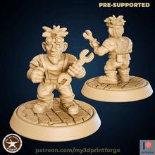 gnome mechanic toys & games game rpg miniature engineer warcraft wargame worker pathfinder 32mm peasant artificer pre-supported 3d print model - Mito3D