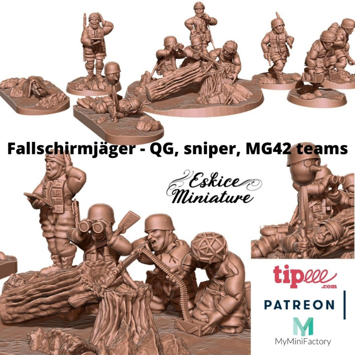 fallschirmj ger mg42 Scharfschütze qg 28mm Kriegsspiel Spielzeuge Spiele Figur Miniatur ww2 eskice Deutsche Fallschirmspringer 3D print model - Mito3D