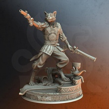 sultan's bodyguard - gunslinger kara'ta toys & games cat fantasy rogue dnd furry catfolk tabaxi anthro swashbuckler khajiit khajit 3d print model - Mito3D