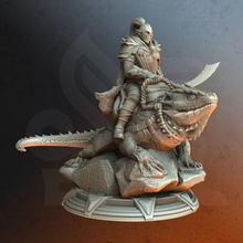 lézard cavalier vidange jouets Jeux désert elfe fantaisie monter guerrier scout dnd 3d print model - Mito3D