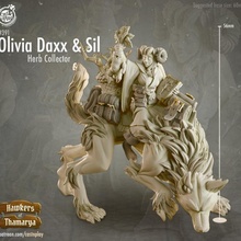 olivia daxx & sil pre-supported toys games female herb hero wolf ranger collector dire wolves mounted tiefling 3d print model - Mito3D