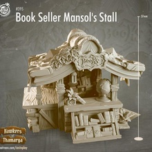 book seller mansol's stall pre-supported toys & games city fantasy books town d&d market castnplay townsfolk thamarya bazaar 3d print model - Mito3D