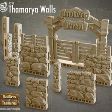 city thamarya walls pre-supported toys & games modular wall town d&d barn openlock townsfolk 3d print model - Mito3D