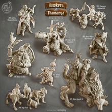 hawkers thamarya pre-supported toys & games city collection fantasy set heroes pack town d&d bonus castnplay townsfolk 3d print model - Mito3D
